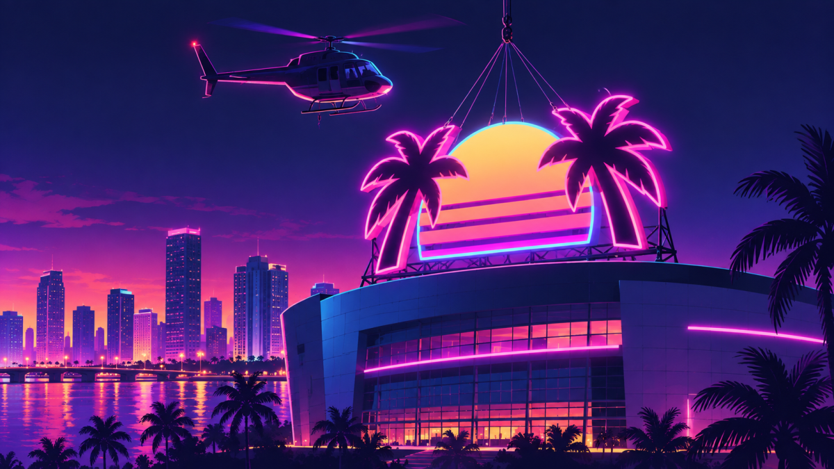 Welcome to Vice City już nad Miami. Ogromny napis GTA VI zamontowano helikopterem