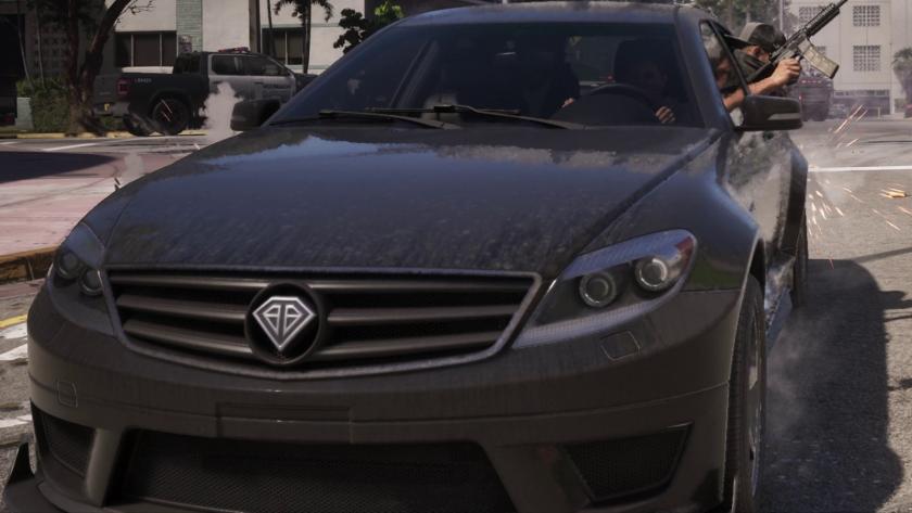 Benefactor Schafter V12 w Grand Theft Auto VI — kadr z paczki redakcyjnej V072